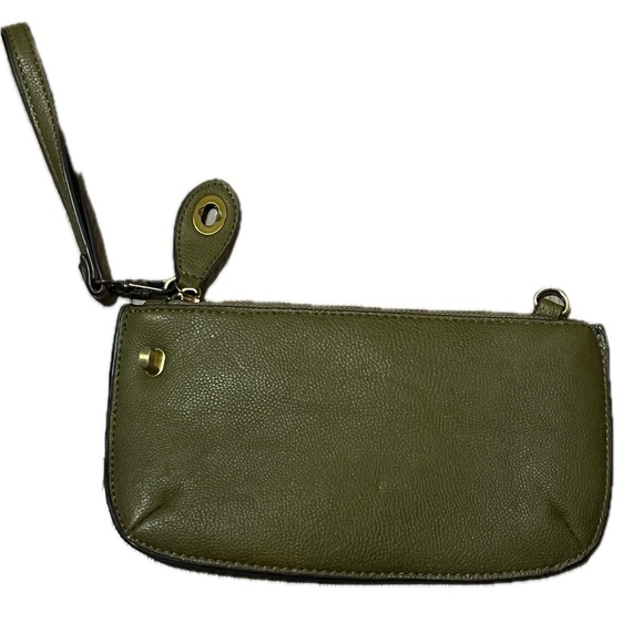 Joy Susan Olive Green Leather Wristlet - Picture 4 of 6